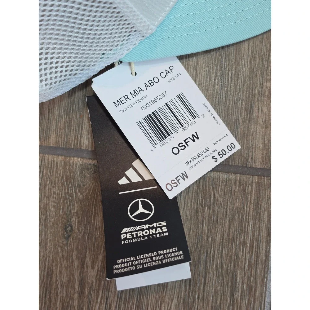 Adidas Mercedes AMG Petronas F1 Miami GP Trucker Hat White Mint KY8144 OSFW